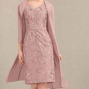 NWT Sheath V Neck Chiffon Lace Mother of the Bride Dress 14